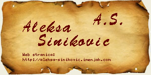 Aleksa Šiniković vizit kartica